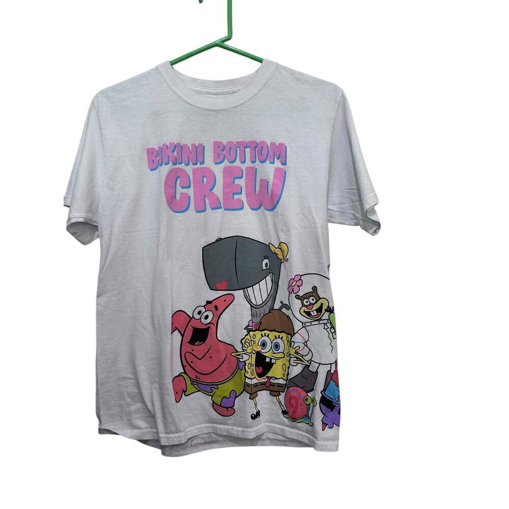 Nickelodeon Adult White Bikini Bottom Crew Wrap SpongeBob T-Shirt Size Medium